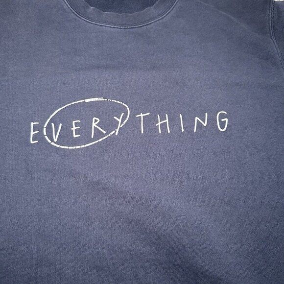 Acne Studios Casey Slogan Everything Sweatshirt Mens Large Navy Jumper Crewneck - Picture 2 of 9